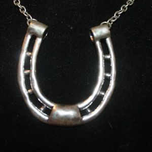 Goldia Sterling Silver Antiqued Horseshoe and Horse Head